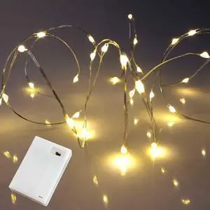 Warm White Fairy Lights Battery Operated With Timer Mode, 40 Micro LED for Mason Jars, 6.5ft Silver Wire Indoor Use Warm White Fairy Lights Battery Operated With Timer Mode, 40 Micro LED for Mason Jars, 6.5ft Silver Wire Indoor Use