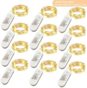 12 Pack 8 Modes Fairy String Lights with Timer,20 LED Warm White Lights 12 Pack 8 Modes Fairy String Lights with Timer,20 LED Warm White Lights