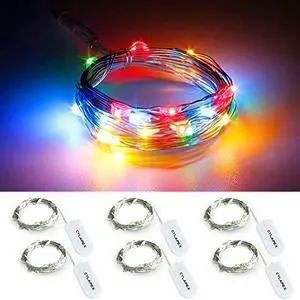 6 Pack Fairy Lights Battery Operated 7ft 20 LED Mini String Lights Silver Wire Firefly Starry Moon Lights for Christmas Wedding Mason Jars Party Centerpiece Table Decorations, Multicolor 6 Pack Fairy Lights Battery Operated 7ft 20 LED Mini String Lights Silver Wire Firefly Starry Moon Lights for Christmas Wedding Mason Jars Party Centerpiece Table Decorations, Multicolor