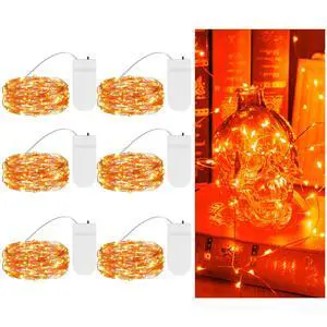 Halloween Orange Fairy Lights Battery Operate,7.2ft 20 LEDs String Lights Silver Copper Wire for Hallowen Christmas DIY Decoration Wedding Party (6 Pack) Halloween Orange Fairy Lights Battery Operate,7.2ft 20 LEDs String Lights Silver Copper Wire for Hallowen Christmas DIY Decoration Wedding Party (6 Pack)