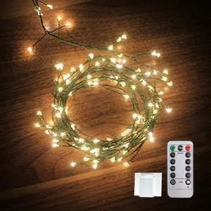 6feet 120 LED Starry Lights, Battery Operated Waterproof Dark Green Copper Wire Fairy Light String Light for Garland, Wreath, Patio, Garden, Wedding, Party, Xmas 6feet 120 LED Starry Lights, Battery Operated Waterproof Dark Green Copper Wire Fairy Light String Light for Garland, Wreath, Patio, Garden, Wedding, Party, Xmas