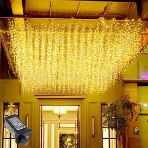 Icicle Lights Outdoor, 32.8 FT 400 LED 8 Modes Christmas String Fairy Lights with 80 Drops, Twinkle Waterproof Connectable for Roof Balcony Business Park Decor, Warm White, 10M Icicle Lights Outdoor, 32.8 FT 400 LED 8 Modes Christmas String Fairy Lights with 80 Drops, Twinkle Waterproof Connectable for Roof Balcony Business Park Decor, Warm White, 10M