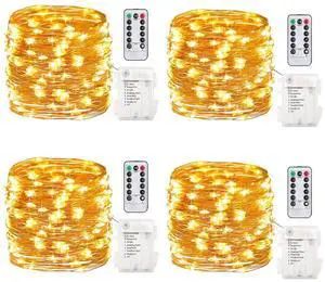4 Pack 16.4 Feet 50 LED Fairy Lights, Battery-Operated, Warm White 4 Pack 16.4 Feet 50 LED Fairy Lights, Battery-Operated, Warm White