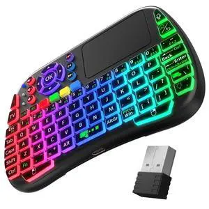 Mini Keyboard with Touchpad Mouse, 2.4G & 5.2 Dual-Mode Multimedia Hotkeys, Small Wireless Bluetooth Handheld Keyboard with RGB Backlit for Android TV Box, Smart TV, Raspberry Pi, PC, Phone Mini Keyboard with Touchpad Mouse, 2.4G & 5.2 Dual-Mode Multimedia Hotkeys, Small Wireless Bluetooth Handheld Keyboard with RGB Backlit for Android TV Box, Smart TV, Raspberry Pi, PC, Phone