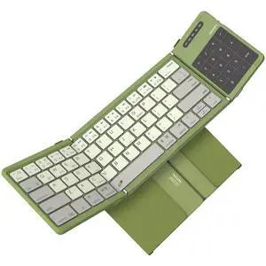 Foldable Bluetooth Keyboard with Touchpad & Number Pad, Green Foldable Bluetooth Keyboard with Touchpad & Number Pad, Green