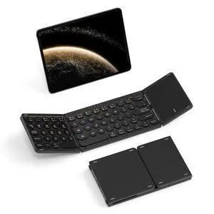 Folding Bluetooth Keyboard with Touchpad,Portable Ultra Slim Full Size Wireless Foldable Travel Keyboard, Compatible with iOS Android Windows,Black Folding Bluetooth Keyboard with Touchpad,Portable Ultra Slim Full Size Wireless Foldable Travel Keyboard, Compatible with iOS Android Windows,Black