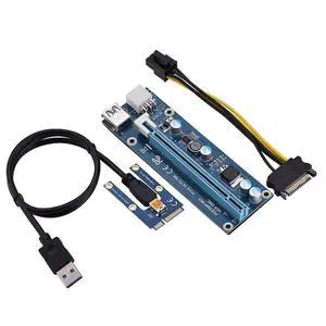 Mini PCI-E to PCI Express 16x Extender, Riser Adapter with SATA Power Cord for Video Card Mining, USB, Linux, Personal Computer, Laptop Mini PCI-E to PCI Express 16x Extender, Riser Adapter with SATA Power Cord for Video Card Mining, USB, Linux, Personal Computer, Laptop