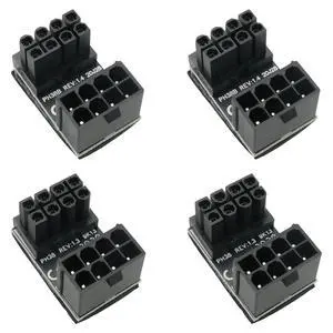 4pcs GPU VGA PCIe 8pin Male 180 Degree Angled to 8Pin Female Power Adapter for Desktop Graphics Card (2pcs Standard Type + 2pcs Reverse Type), Black 4pcs GPU VGA PCIe 8pin Male 180 Degree Angled to 8Pin Female Power Adapter for Desktop Graphics Card (2pcs Standard Type + 2pcs Reverse Type), Black