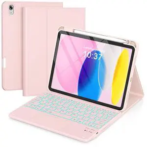 for iPad (A16) 11th/10th Generation Case with Keyboard, 7 Color Backlit, Multi-Touch Trackpad, Folio Case with Pencil Holder, Detachable Wireless Keyboard for iPad (A16) 11th/10th, Pink for iPad (A16) 11th/10th Generation Case with Keyboard, 7 Color Backlit, Multi-Touch Trackpad, Folio Case with Pencil Holder, Detachable Wireless Keyboard for iPad (A16) 11th/10th, Pink