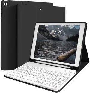 for iPad 6/5th Generation Case with Keyboard 9.7 Inch 2018/2017 iPad Air 2/1, Detachable Wireless Bluetooth iPad Keyboard Case with Built-in Left Side Pencil Holder Auto Wake/Sleep (Black) for iPad 6/5th Generation Case with Keyboard 9.7 Inch 2018/2017 iPad Air 2/1, Detachable Wireless Bluetooth iPad Keyboard Case with Built-in Left Side Pencil Holder Auto Wake/Sleep (Black)