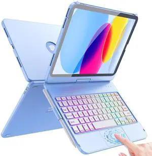 Touch Keyboard Case for iPad A16 11th/10th Gen, 360° Rotating, Blue Touch Keyboard Case for iPad A16 11th/10th Gen, 360° Rotating, Blue
