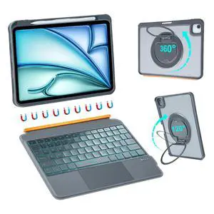 iPad Keyboard Case Air 11 Inch M4/M3/M2 10th Gen 360°Stand Magnetic Detachable case with Keyboard Backlit Keys Trackpad with Pencil Holder Grey (for iPad 11/10/Air 5/4/11"(M2/M3) Pro 11" 4/3/2/1) iPad Keyboard Case Air 11 Inch M4/M3/M2 10th Gen 360°Stand Magnetic Detachable case with Keyboard Backlit Keys Trackpad with Pencil Holder Grey (for iPad 11/10/Air 5/4/11"(M2/M3) Pro 11" 4/3/2/1)