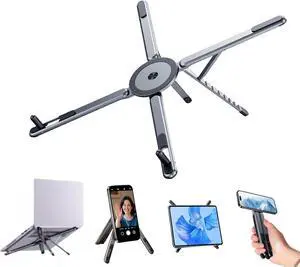 Portable Laptop Stand for Desk, Foldable Adjustable Computer Riser with Magnetic Phone Holder, Aluminum Laptop Stand Tablet Stand Mobile Phone Holder (Navy Blue) Portable Laptop Stand for Desk, Foldable Adjustable Computer Riser with Magnetic Phone Holder, Aluminum Laptop Stand Tablet Stand Mobile Phone Holder (Navy Blue)