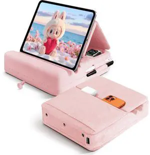 Tablet Pillow Stand with Storage, Foldable iPad Holder for Lep, Bed, Sofa, and Desk - Soft Pad Dock with Pocket and Stylus Mount Compatible with 4-13" iPad Pro/Air/Mini, Galaxy Tab, Kindle Tablet Pillow Stand with Storage, Foldable iPad Holder for Lep, Bed, Sofa, and Desk - Soft Pad Dock with Pocket and Stylus Mount Compatible with 4-13" iPad Pro/Air/Mini, Galaxy Tab, Kindle