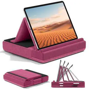 Tablet Pillow Stand, Multi-Angle Viewing Ipad Holder for Lap, Bed and Desk, Foldable Soft Pad Dock with Stylus Mount Compatible with Ipad Pro 12.9, 10.5, 11, Air, Mini, Phones, Books, E-Reader Tablet Pillow Stand, Multi-Angle Viewing Ipad Holder for Lap, Bed and Desk, Foldable Soft Pad Dock with Stylus Mount Compatible with Ipad Pro 12.9, 10.5, 11, Air, Mini, Phones, Books, E-Reader