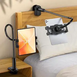 Gooseneck Tablet Holder for Bed, Adjustable ipad Stand with Long Arm Gooseneck Tablet Holder for Bed, Adjustable ipad Stand with Long Arm