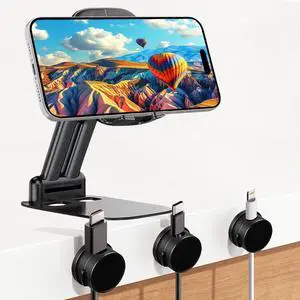 Cell Phone Stand Desktop and Magnetic Cable Clips Set, Foldable & Height Adjustable Phone Holder and Adhesive Wire Holder Keeper Organizer for Home Office/Travel Compatible with All Phones Cell Phone Stand Desktop and Magnetic Cable Clips Set, Foldable & Height Adjustable Phone Holder and Adhesive Wire Holder Keeper Organizer for Home Office/Travel Compatible with All Phones