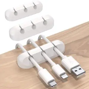 Cable Holder Clips, 3-Pack Cable Management Cord Organizer Clips Silicone Self Adhesive for Desktop USB Charging Cable Nightstand Power Cord Mouse Cable Wire PC Office Home - White Cable Holder Clips, 3-Pack Cable Management Cord Organizer Clips Silicone Self Adhesive for Desktop USB Charging Cable Nightstand Power Cord Mouse Cable Wire PC Office Home - White