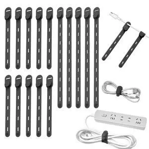 5" and 9.6" Silicone Cable Ties Cord Organizer, 15Pcs-Black 5" and 9.6" Silicone Cable Ties Cord Organizer, 15Pcs-Black
