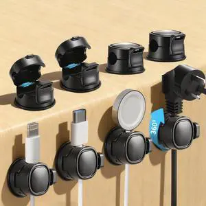8 Pack Desk Cord Organizer for Home/Office, Cord Organization Cable Clips, 360° Rotatable Spring Cable Management Clips, Adhesive Cord Holder with Clasp Lock, Desk Accessories/Workspace Organizers 8 Pack Desk Cord Organizer for Home/Office, Cord Organization Cable Clips, 360° Rotatable Spring Cable Management Clips, Adhesive Cord Holder with Clasp Lock, Desk Accessories/Workspace Organizers