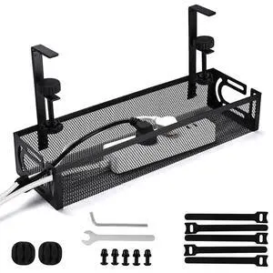 Under Desk Cable Management Tray Small Clamp-Mounted Wire Organizer & Cord Management Under Desk Rack, No-Drill Metal Cable Organizer for Home Office (Black) Under Desk Cable Management Tray Small Clamp-Mounted Wire Organizer & Cord Management Under Desk Rack, No-Drill Metal Cable Organizer for Home Office (Black)