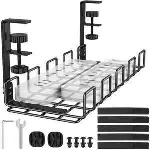 Under Desk Cable Management Tray No Drill Steel 15.7" Under Desk Cable Management Tray No Drill Steel 15.7"