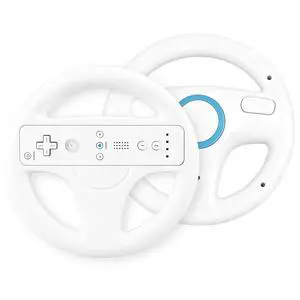 Steering Wheel for Nintendo Wii and Wii U Remote Controller, 2 Pack Racing Wheels Games Accessories for Mario Kart (White) Steering Wheel for Nintendo Wii and Wii U Remote Controller, 2 Pack Racing Wheels Games Accessories for Mario Kart (White)