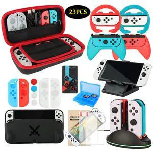 Accessories Bundle Pack for Nintendo Switch OLED Model(2021), Family Party Kit with Carrying Case, Joy Con Charging Dock, Grips, Covers, Steering Wheels, Mount, Screen Protectors, Caps(23 in 1) Accessories Bundle Pack for Nintendo Switch OLED Model(2021), Family Party Kit with Carrying Case, Joy Con Charging Dock, Grips, Covers, Steering Wheels, Mount, Screen Protectors, Caps(23 in 1)