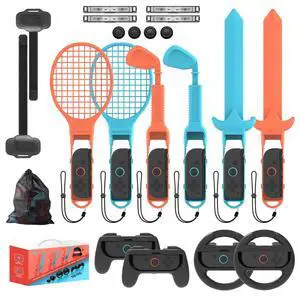 Switch 2/1 Sports Accessories,20 in 1 Sports Bundle for Nintendo Switch 2/1 with 2 Joycon Grips 2 Steering wheels,Durable Family Accessories Kit,2 Tennis Rackets,Golf Clubs 2 Swords 2 Leg Strap Switch 2/1 Sports Accessories,20 in 1 Sports Bundle for Nintendo Switch 2/1 with 2 Joycon Grips 2 Steering wheels,Durable Family Accessories Kit,2 Tennis Rackets,Golf Clubs 2 Swords 2 Leg Strap