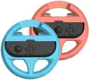 Pack of 2 Steering wheels for Nintendo Switch and Switch 2 JoyCons - Compatible with Switch and Switch 2 Joy-con - Blue and Red Pack of 2 Steering wheels for Nintendo Switch and Switch 2 JoyCons - Compatible with Switch and Switch 2 Joy-con - Blue and Red