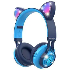 CT-7 Cat Ear Bluetooth Headphones, LED Light Up Bluetooth Wireless Over Ear Headphones with Microphone and Volume Control for Travel/School/Smartphones/Laptop/PC/TV (Blue) CT-7 Cat Ear Bluetooth Headphones, LED Light Up Bluetooth Wireless Over Ear Headphones with Microphone and Volume Control for Travel/School/Smartphones/Laptop/PC/TV (Blue)