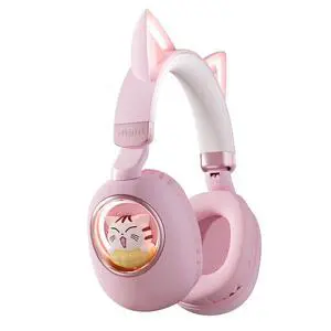 Pink Cat Ear Headphones for Kids, Cute Children Girl Wireless Bluetooth Headphones for School, Kindergarten Light up Kawaii Kitty Noise Cancelling Headphones for Kids Teens Child Airplane Pink Cat Ear Headphones for Kids, Cute Children Girl Wireless Bluetooth Headphones for School, Kindergarten Light up Kawaii Kitty Noise Cancelling Headphones for Kids Teens Child Airplane