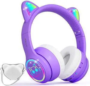 Kids Bluetooth Headphones with Case,Cute LED Light Up Cat Ears Kids Bluetooth Headphones with Case,Cute LED Light Up Cat Ears
