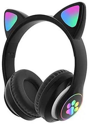 Kids Bluetooth Wireless Over-Ear Cat Ear Headphones with Microphone for Kids Teens Adults (Black) Kids Bluetooth Wireless Over-Ear Cat Ear Headphones with Microphone for Kids Teens Adults (Black)