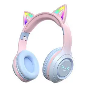 Cat-Ear Wireless Headphones Bluetooth 5.3 Over the Ear Headphones with RGB Light Built-in Mic Foldable Fashionable Stereo Headset Support TF Card for Gaming Travel PC Phone iPadIce Blue Cat-Ear Wireless Headphones Bluetooth 5.3 Over the Ear Headphones with RGB Light Built-in Mic Foldable Fashionable Stereo Headset Support TF Card for Gaming Travel PC Phone iPadIce Blue