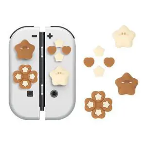 ABXY Buttons Sticker Joystick Cover Caps, Cross D-Pad Button Caps Silicone Thumb Grips Set Compatible with Nintendo Switch/OLED Controller - Star Baby(Yellow Brown) ABXY Buttons Sticker Joystick Cover Caps, Cross D-Pad Button Caps Silicone Thumb Grips Set Compatible with Nintendo Switch/OLED Controller - Star Baby(Yellow Brown)