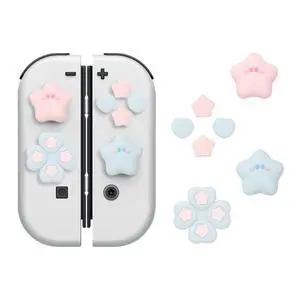 ABXY Buttons Sticker Joystick Cover Caps, Cross D-Pad Button Caps Silicone Thumb Grips Set Compatible with Nintendo Switch/OLED Controller - Star Baby(Pink Blue) ABXY Buttons Sticker Joystick Cover Caps, Cross D-Pad Button Caps Silicone Thumb Grips Set Compatible with Nintendo Switch/OLED Controller - Star Baby(Pink Blue)