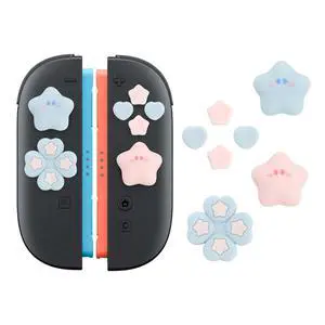 ABXY Buttons Sticker Joystick Cover Caps for Switch 2, Cross D-Pad Button Caps Silicone Thumb Grips Set Compatible with Nintendo Switch 2 Controller - Star Baby(Pink Blue) ABXY Buttons Sticker Joystick Cover Caps for Switch 2, Cross D-Pad Button Caps Silicone Thumb Grips Set Compatible with Nintendo Switch 2 Controller - Star Baby(Pink Blue)