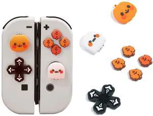 Switch Accessories Cute Silicone Cross D-Pad Button Caps Set Joystick Cover - ABXY Key Buttons Sticker Spooky Gift Compatible with Switch/OLED Joysticks - Pumpkin & Ghost Switch Accessories Cute Silicone Cross D-Pad Button Caps Set Joystick Cover - ABXY Key Buttons Sticker Spooky Gift Compatible with Switch/OLED Joysticks - Pumpkin & Ghost