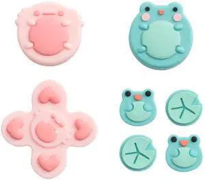 Silicone Cross D-Pad Button Caps Set Joystick Cover - ABXY Key Buttons Sticker Compatible with Switch/OLED Joystick - Frog & Axolotl Silicone Cross D-Pad Button Caps Set Joystick Cover - ABXY Key Buttons Sticker Compatible with Switch/OLED Joystick - Frog & Axolotl