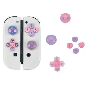 Silicone Cross D-Pad Button Caps Set Joystick Cover - Cute ABXY Key Buttons Sticker Compatible with Switch/OLED Joy Con - Pink & Purple Skull Silicone Cross D-Pad Button Caps Set Joystick Cover - Cute ABXY Key Buttons Sticker Compatible with Switch/OLED Joy Con - Pink & Purple Skull