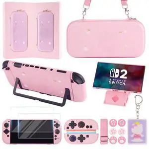 Accessories Bundle for Nintendo Switch 2 2025 - Cute Kawaii NS 2 Accessories kit for Grils Boys Kids with Travel Carrying Case and Cartoon Dockable Cover Case, Screen Protector, Stand - Pink Accessories Bundle for Nintendo Switch 2 2025 - Cute Kawaii NS 2 Accessories kit for Grils Boys Kids with Travel Carrying Case and Cartoon Dockable Cover Case, Screen Protector, Stand - Pink