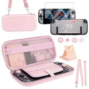Pink Carrying Case for Switch 2(2025),10 in 1 Switch 2 Accessories Bundle for Girls Include Switch 2 Protective Case, Adjustable Stand,Glass Screen Protector,4 Thumb Grip Caps Pink Carrying Case for Switch 2(2025),10 in 1 Switch 2 Accessories Bundle for Girls Include Switch 2 Protective Case, Adjustable Stand,Glass Screen Protector,4 Thumb Grip Caps
