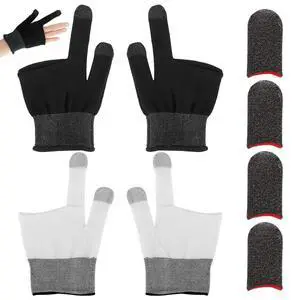 8 Pcs Gaming Gloves for Sweaty Hands, Silver Fiber Thumb Gloves 8 Pcs Gaming Gloves for Sweaty Hands, Silver Fiber Thumb Gloves