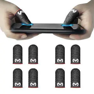 8 Pack Gaming Finger Sleeves, Anti Sweat Gaming Thumb Sleeve Silver Fiber Thin Mobile Finger Protectors Smooth Feel Gamer Gloves Accessories for Most Touchscreen Devices Tablet Phone 8 Pack Gaming Finger Sleeves, Anti Sweat Gaming Thumb Sleeve Silver Fiber Thin Mobile Finger Protectors Smooth Feel Gamer Gloves Accessories for Most Touchscreen Devices Tablet Phone