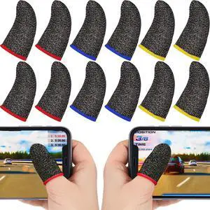 30 Piece Finger Sleeve for Gaming Mobile Game Controller Finger Thumb Sleeve Anti Sweat Breathable Seamless Touchscreen Cover Silver Fiber for Phone Game(Red Brim, Yellow Brim, Blue Brim) 30 Piece Finger Sleeve for Gaming Mobile Game Controller Finger Thumb Sleeve Anti Sweat Breathable Seamless Touchscreen Cover Silver Fiber for Phone Game(Red Brim, Yellow Brim, Blue Brim)