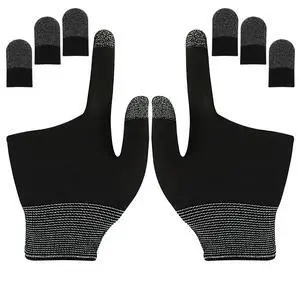 8 Pcs Thumb Game Gloves with Finger Sleeves, Silver Fibers Breathable Sweatproof Touch Screen Mobile Finger Covers for Daily Entertainment & Professional Game Competitions with All Touchscreen Devices 8 Pcs Thumb Game Gloves with Finger Sleeves, Silver Fibers Breathable Sweatproof Touch Screen Mobile Finger Covers for Daily Entertainment & Professional Game Competitions with All Touchscreen Devices