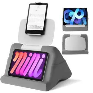 Tablet Pillow Stand - iPad mini Kindle Holder for Lap in Bed, with Lifter & Angle Adjustable Multi-Function Clip for 4-13" Tablets, Grey Tablet Pillow Stand - iPad mini Kindle Holder for Lap in Bed, with Lifter & Angle Adjustable Multi-Function Clip for 4-13" Tablets, Grey