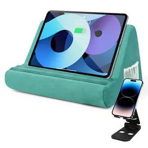 Soft Tablet Stand Pillow with Pocket,Adjustable 3 Viewing Angle,Lazy Holder for Bed Sofa,Compatible with iPads Tablets eReaders Smartphones Books Magazines (Lake Blue) Soft Tablet Stand Pillow with Pocket,Adjustable 3 Viewing Angle,Lazy Holder for Bed Sofa,Compatible with iPads Tablets eReaders Smartphones Books Magazines (Lake Blue)