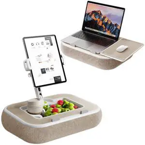 Tablet Pillow Stand,Phone Holder for Bed,Laptop Lap Desk with Snack Bowl,360° Rotating Clip Compatible with 4.7-13" iPad/Kindle/Phone,11-15" Laptop,Hands-Free Reading and Relaxation on Bed(Khaki) Tablet Pillow Stand,Phone Holder for Bed,Laptop Lap Desk with Snack Bowl,360° Rotating Clip Compatible with 4.7-13" iPad/Kindle/Phone,11-15" Laptop,Hands-Free Reading and Relaxation on Bed(Khaki)